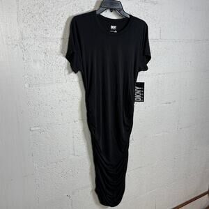 Dkny Sport Women's Ruched Short-Sleeve Dress - Black Large